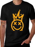 Crown Smiley Face Black Graphic Tee
