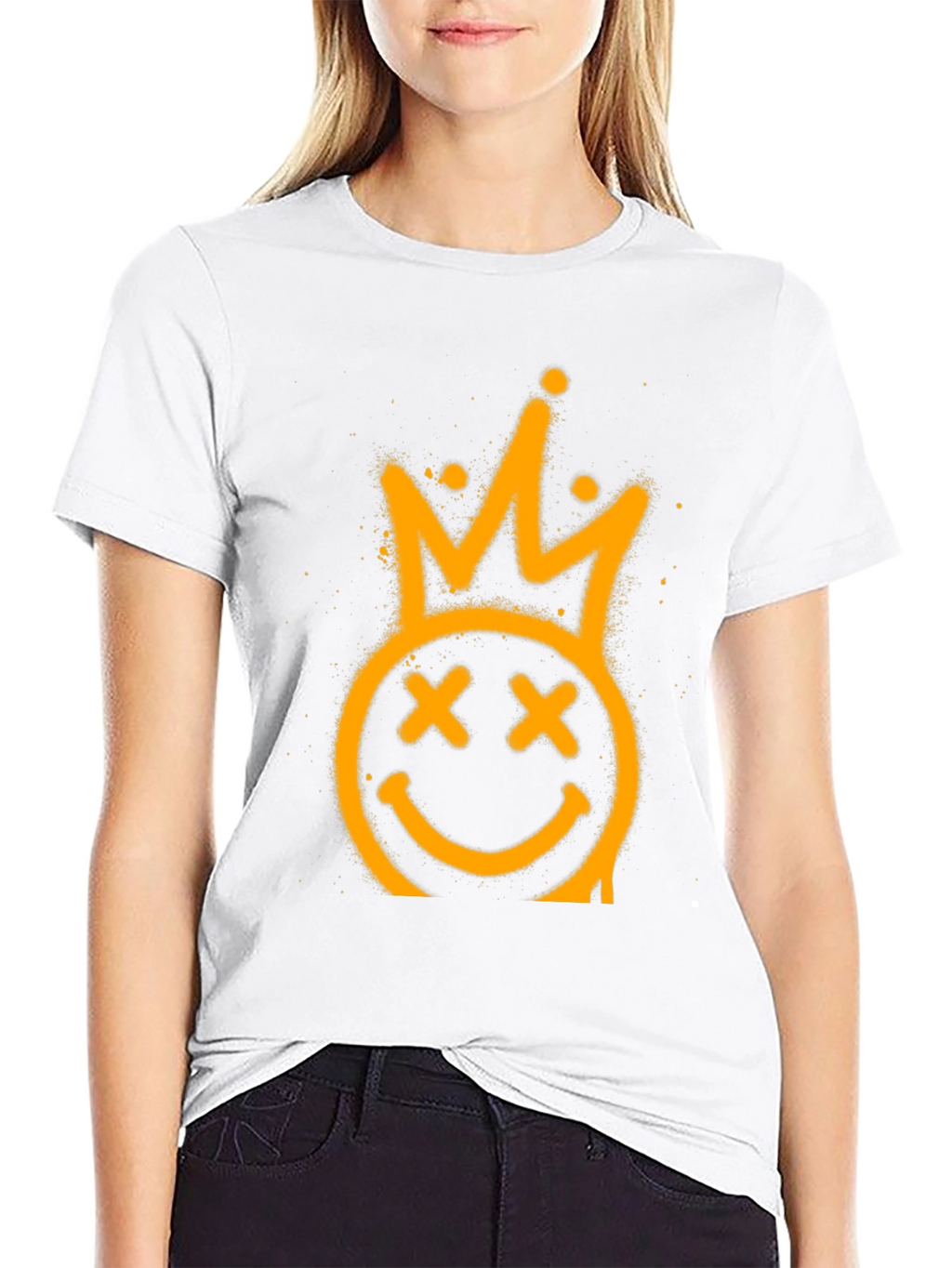 Crown Smiley Face Black Graphic Tee