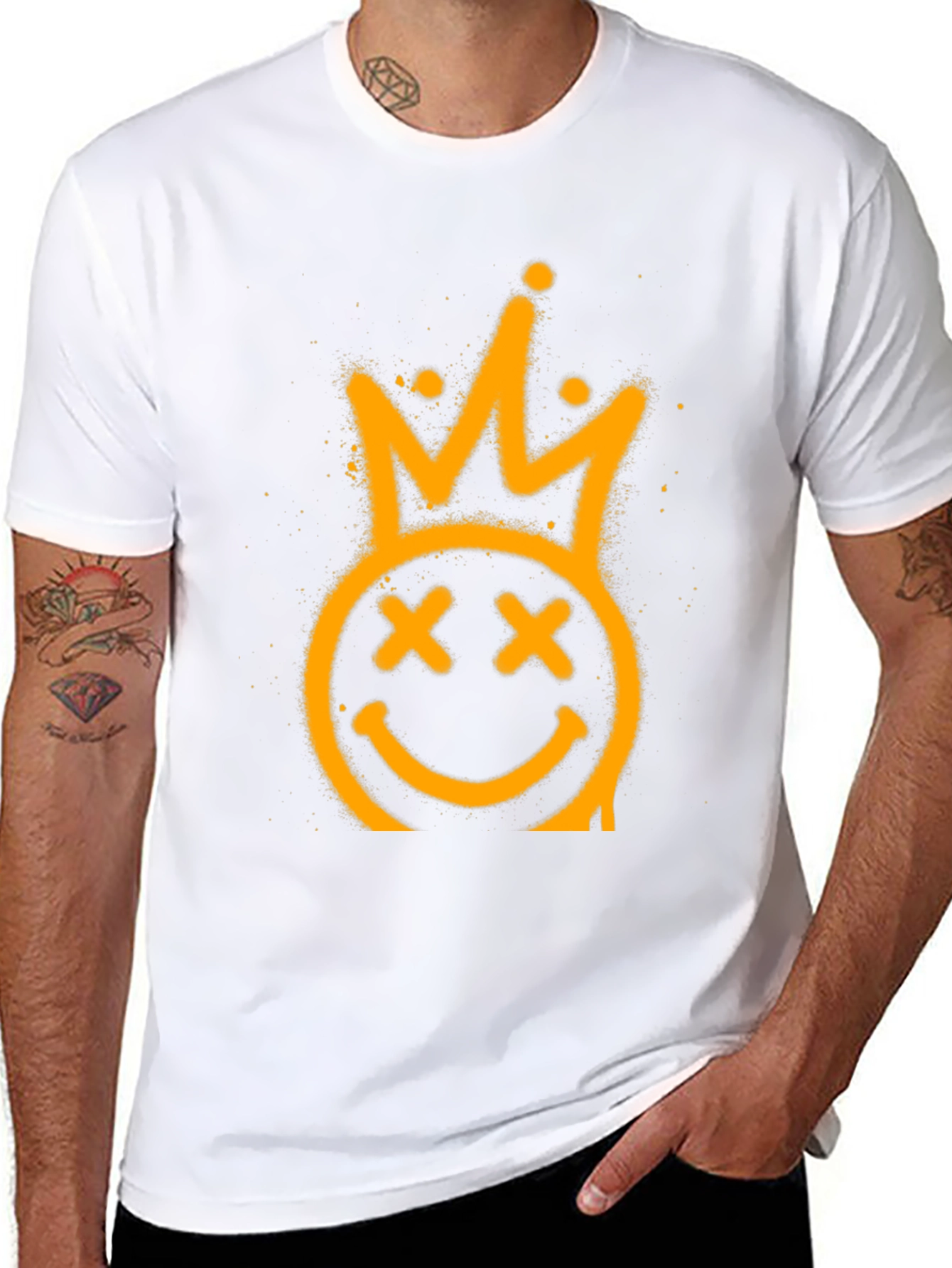 Crown Smiley Face Black Graphic Tee