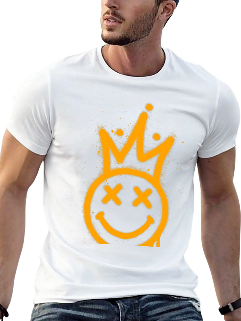 Crown Smiley Face Black Graphic Tee
