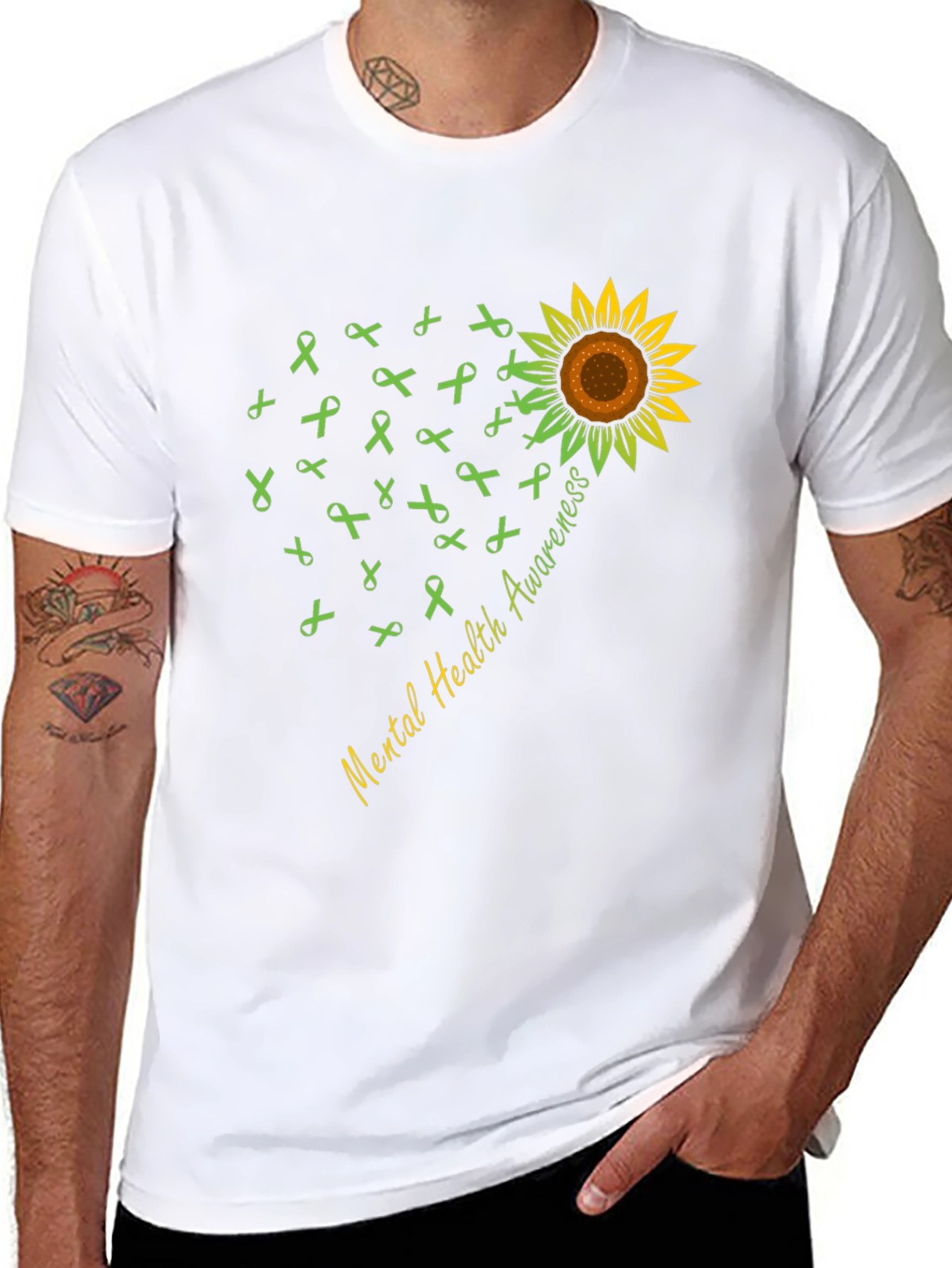 Mental Health Awareness Sunflower Ribbon T-Shirt