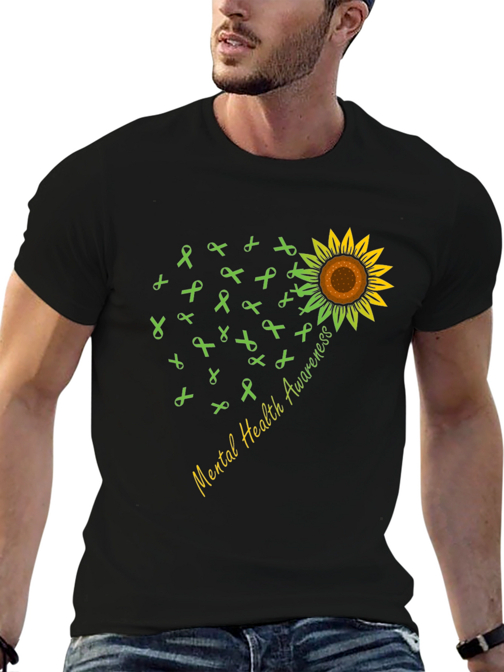 Mental Health Awareness Sunflower Ribbon T-Shirt