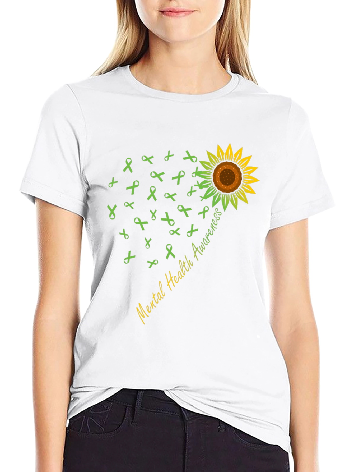 Mental Health Awareness Sunflower Ribbon T-Shirt
