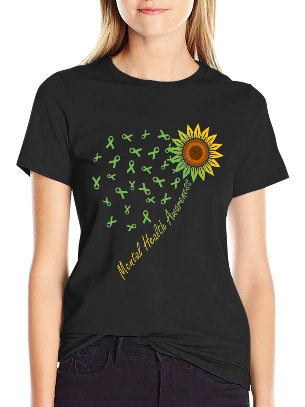 Mental Health Awareness Sunflower Ribbon T-Shirt