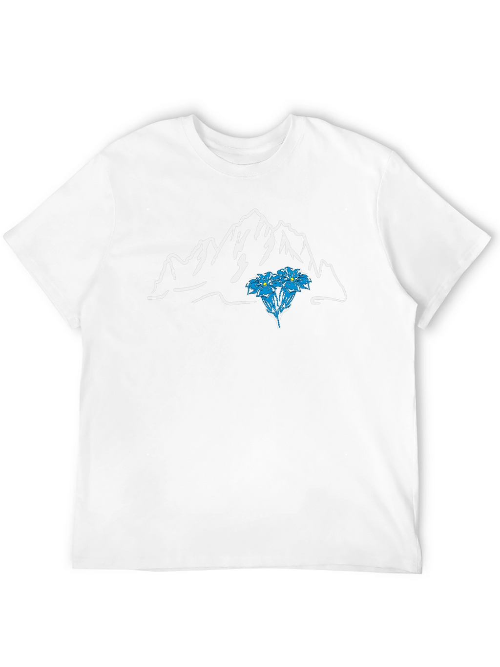 Mountain & Flower Graphic T-Shirt - Black