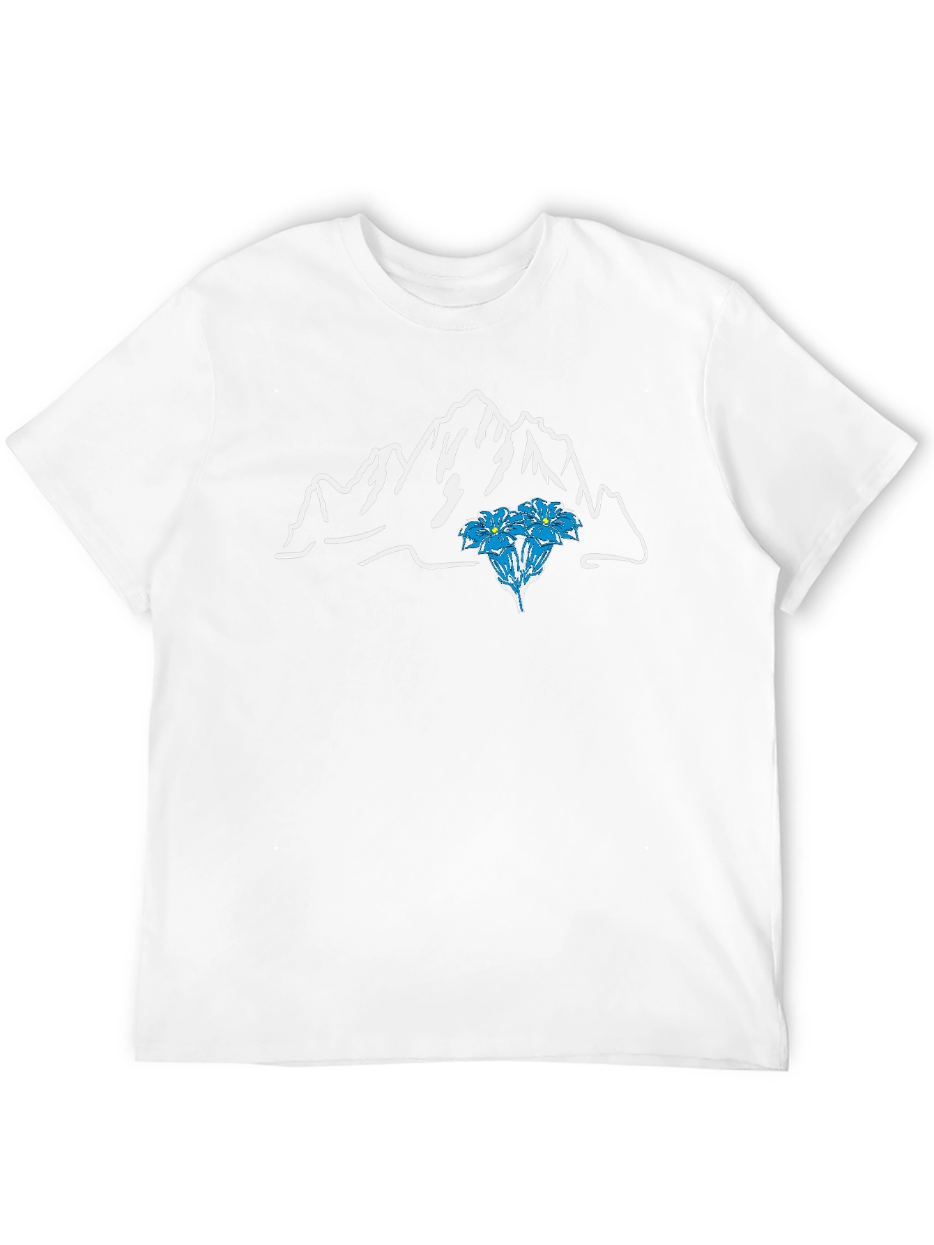 Mountain & Flower Graphic T-Shirt - Black