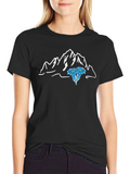 Mountain & Flower Graphic T-Shirt - Black