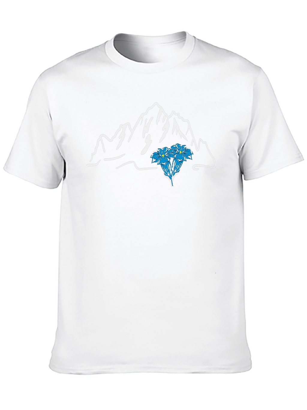 Mountain & Flower Graphic T-Shirt - Black