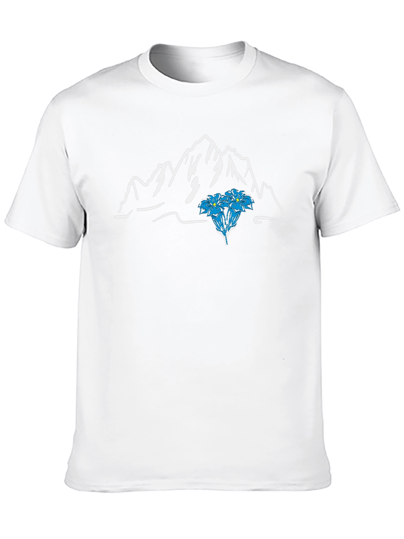 Mountain & Flower Graphic T-Shirt - Black