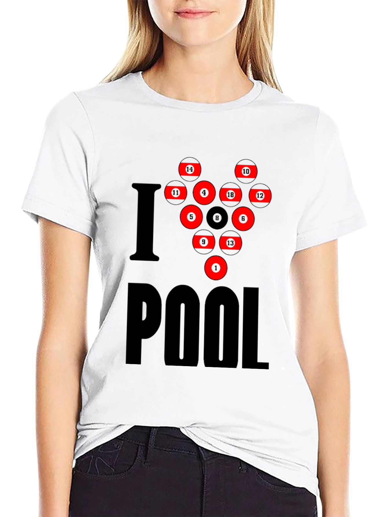 I Heart Pool Black Graphic Tee
