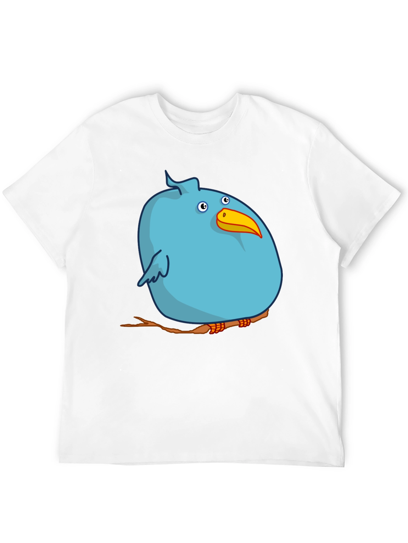 Cartoon Bird on Branch Graphic T-Shirt