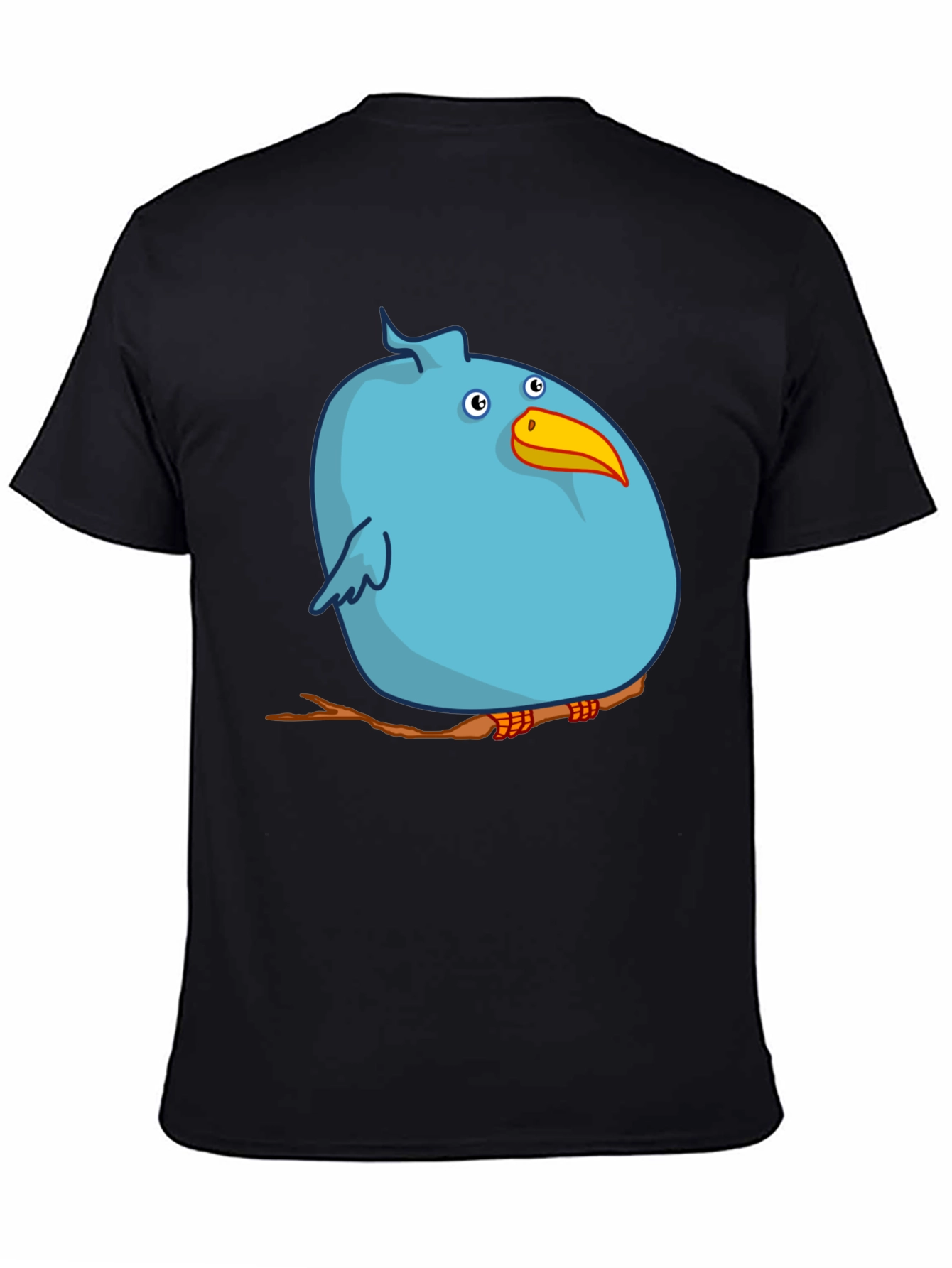 Cartoon Bird on Branch Graphic T-Shirt