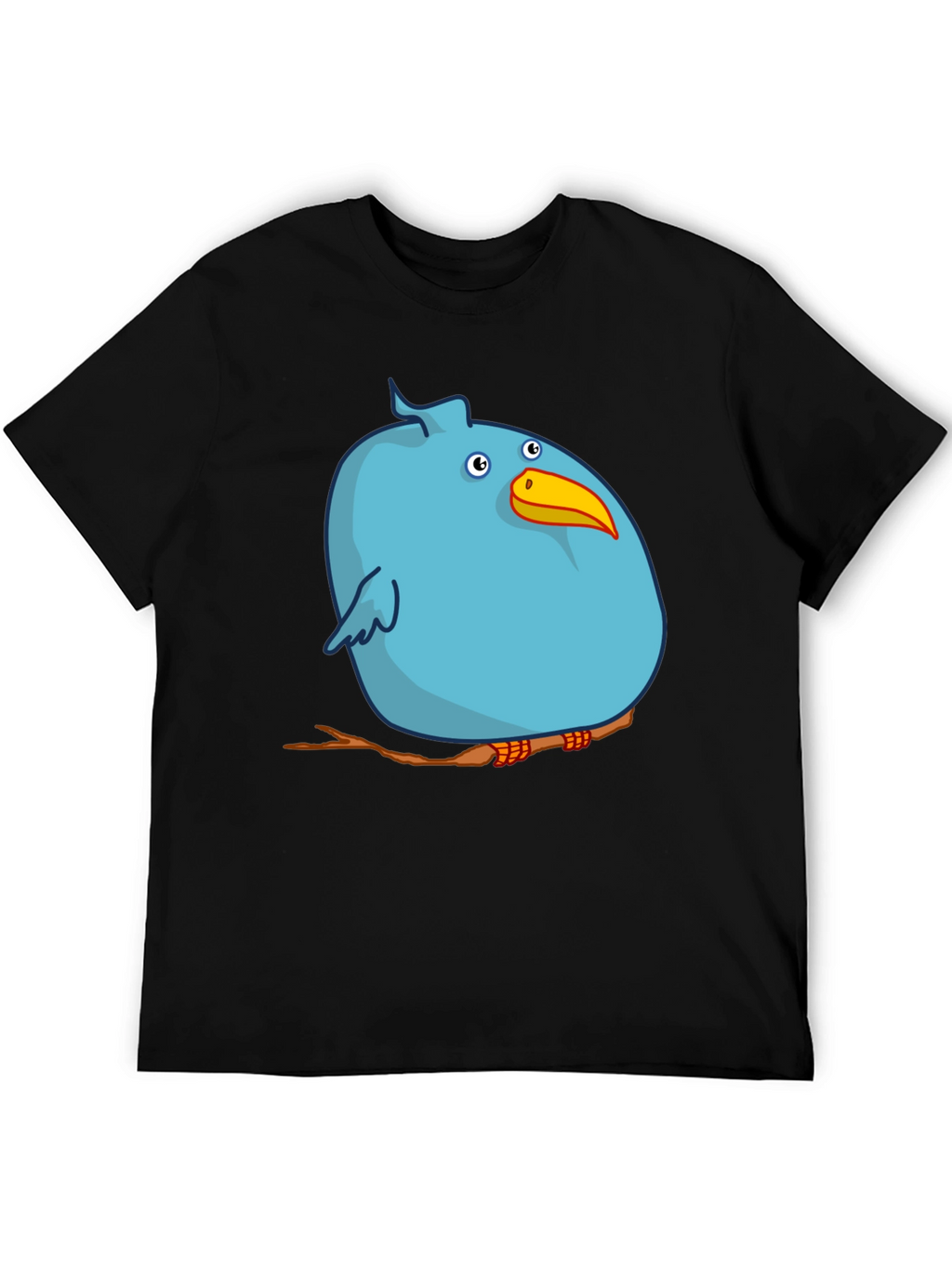 Cartoon Bird on Branch Graphic T-Shirt
