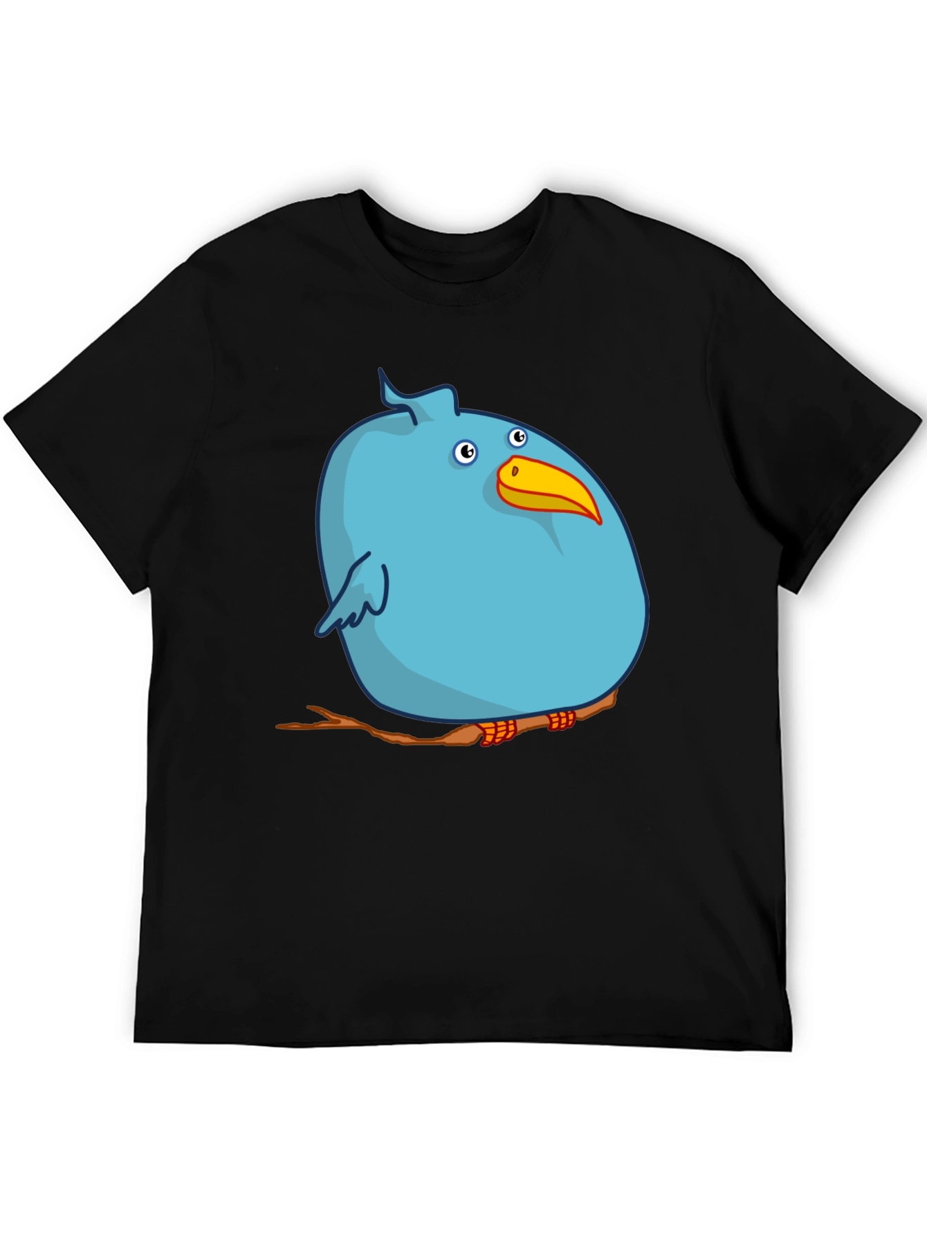 Cartoon Bird on Branch Graphic T-Shirt