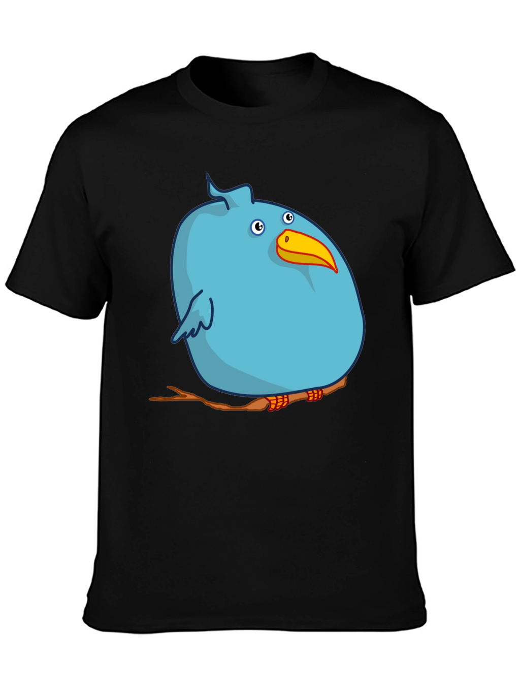 Cartoon Bird on Branch Graphic T-Shirt