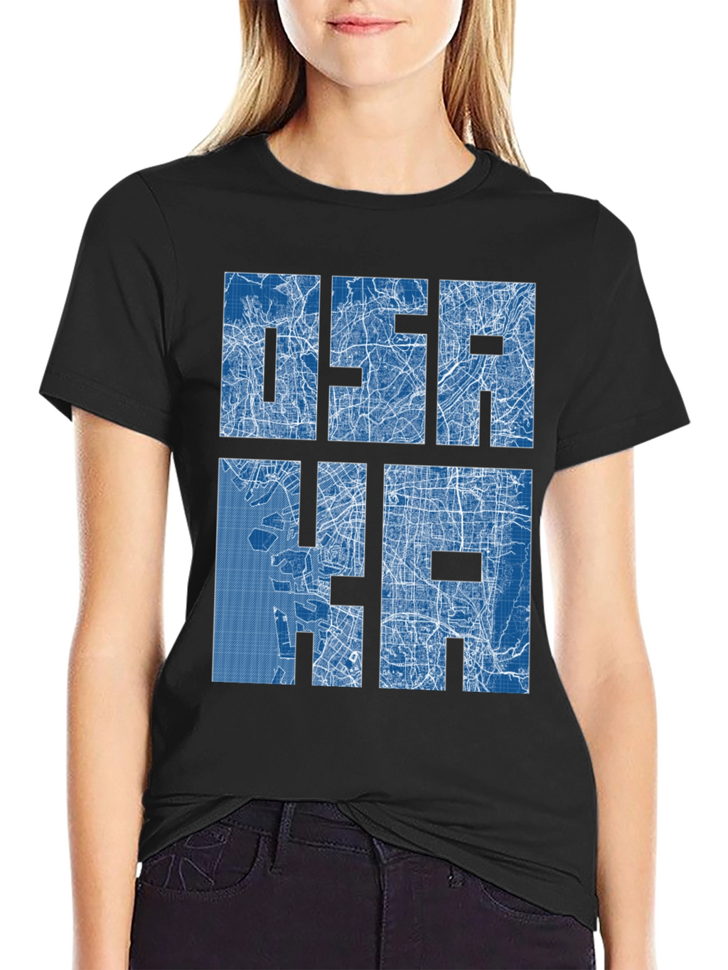 Osaka City Map Blueprint Design Graphic T-Shirt