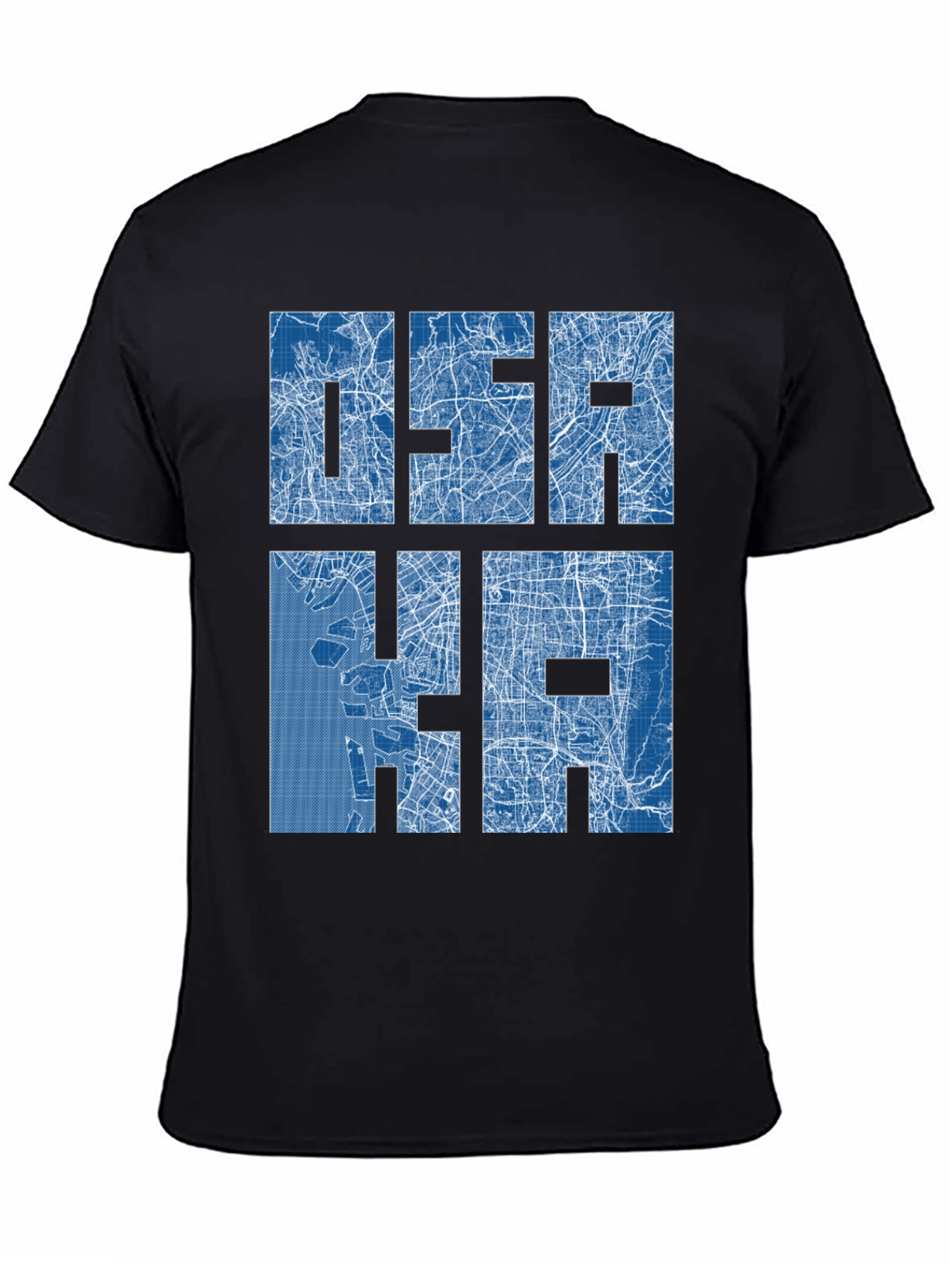 Osaka City Map Blueprint Design Graphic T-Shirt