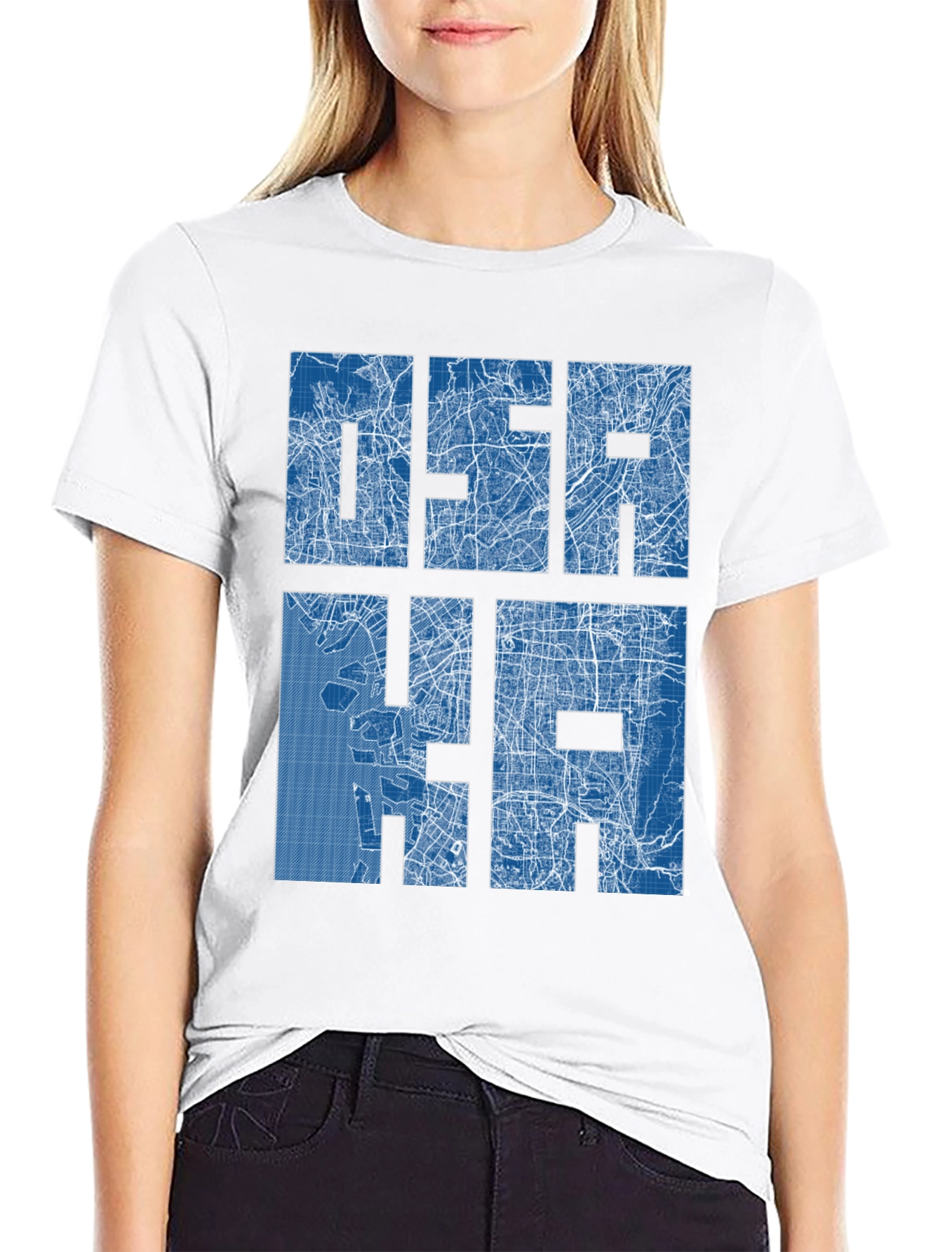 Osaka City Map Blueprint Design Graphic T-Shirt