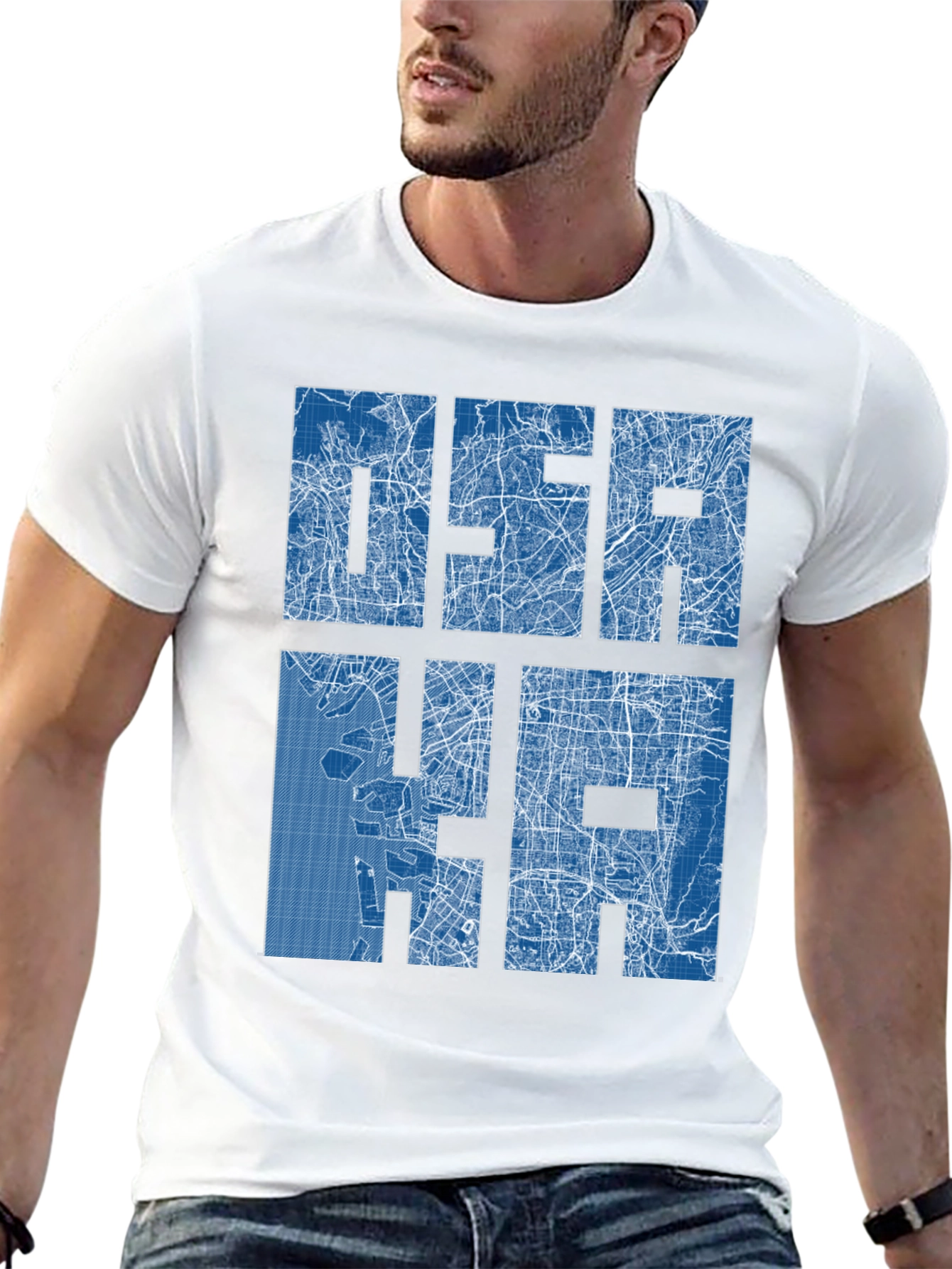 Osaka City Map Blueprint Design Graphic T-Shirt