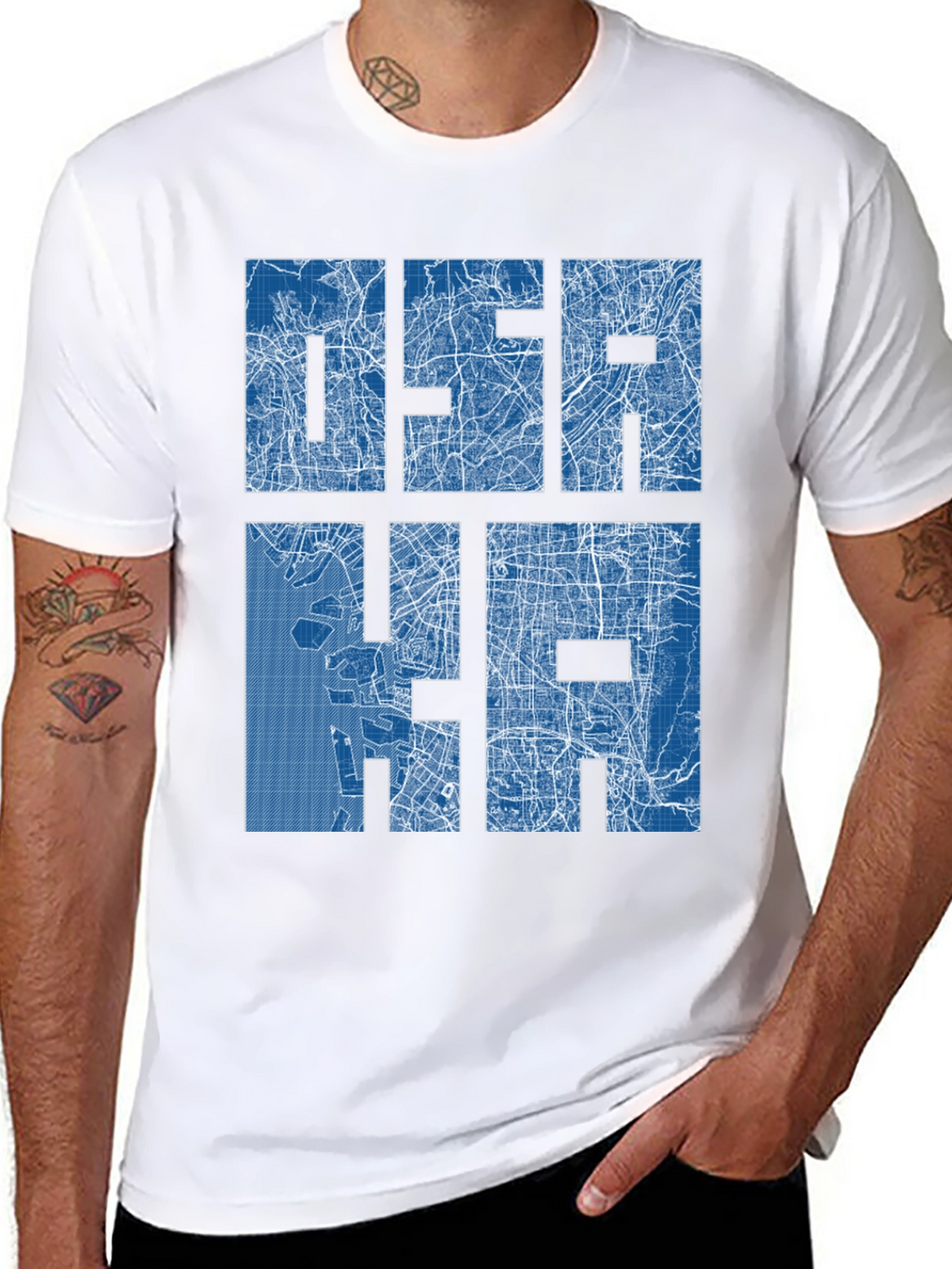 Osaka City Map Blueprint Design Graphic T-Shirt
