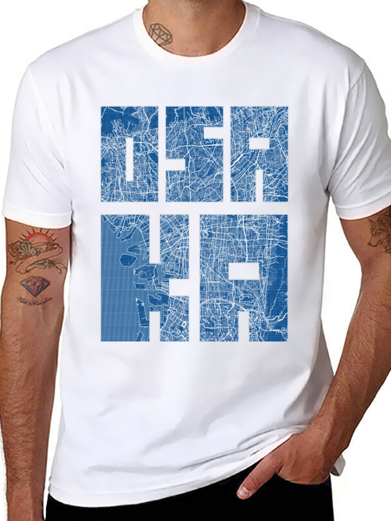 Osaka City Map Blueprint Design Graphic T-Shirt