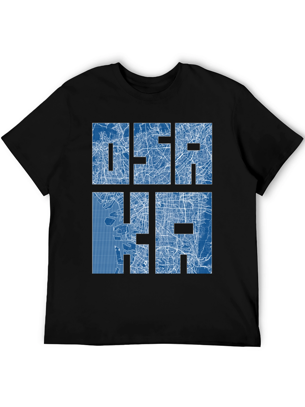 Osaka City Map Blueprint Design Graphic T-Shirt
