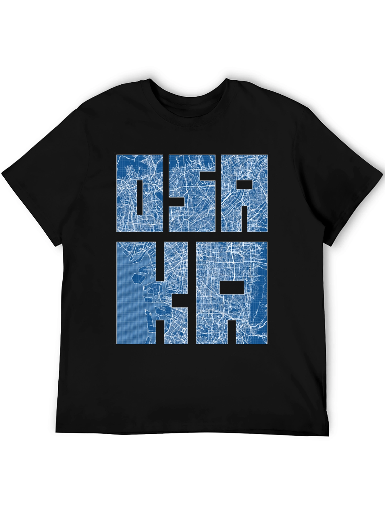 Osaka City Map Blueprint Design Graphic T-Shirt