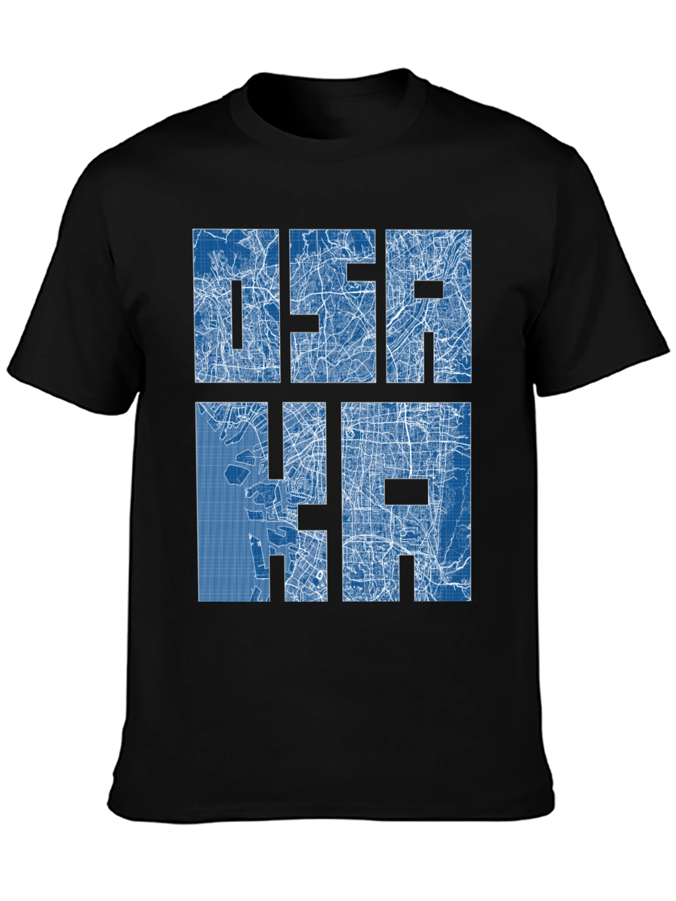 Osaka City Map Blueprint Design Graphic T-Shirt