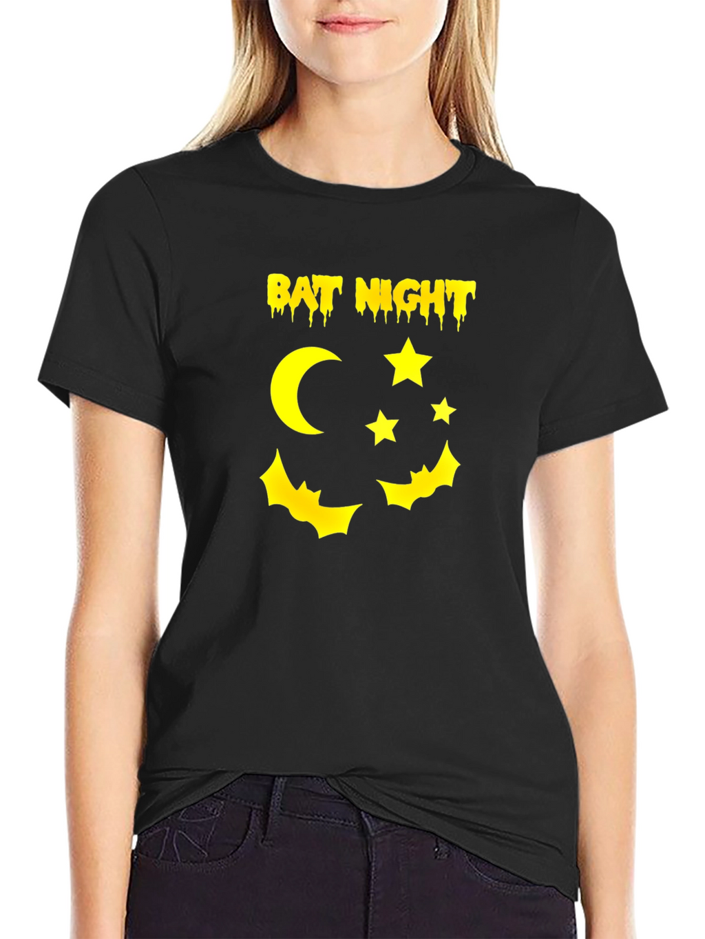 Bat Night Graphic Tee - Halloween Vibes
