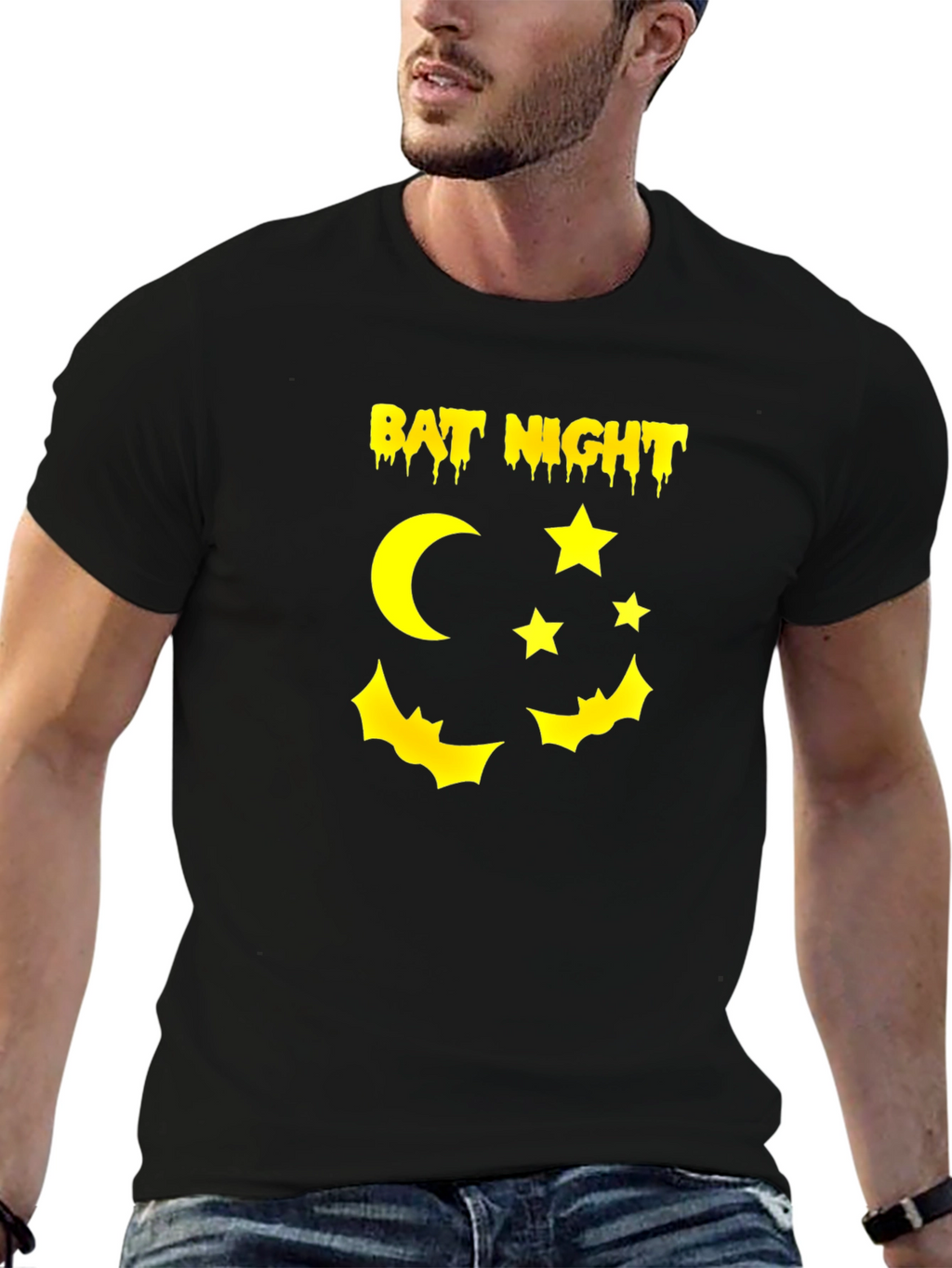 Bat Night Graphic Tee - Halloween Vibes