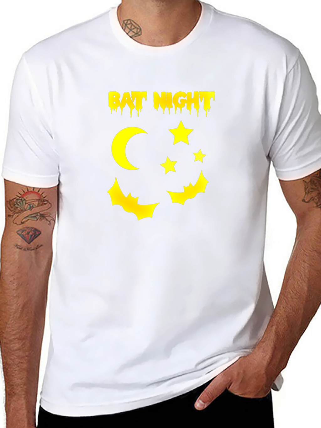 Bat Night Graphic Tee - Halloween Vibes