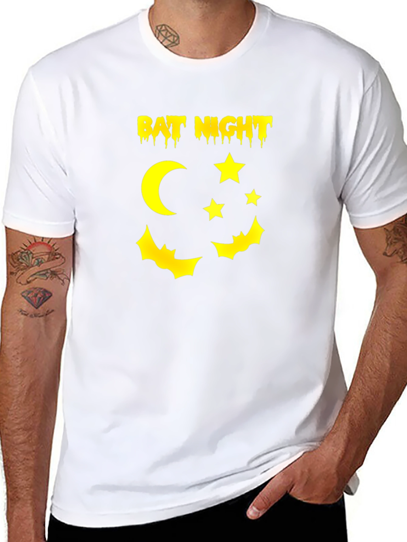 Bat Night Graphic Tee - Halloween Vibes
