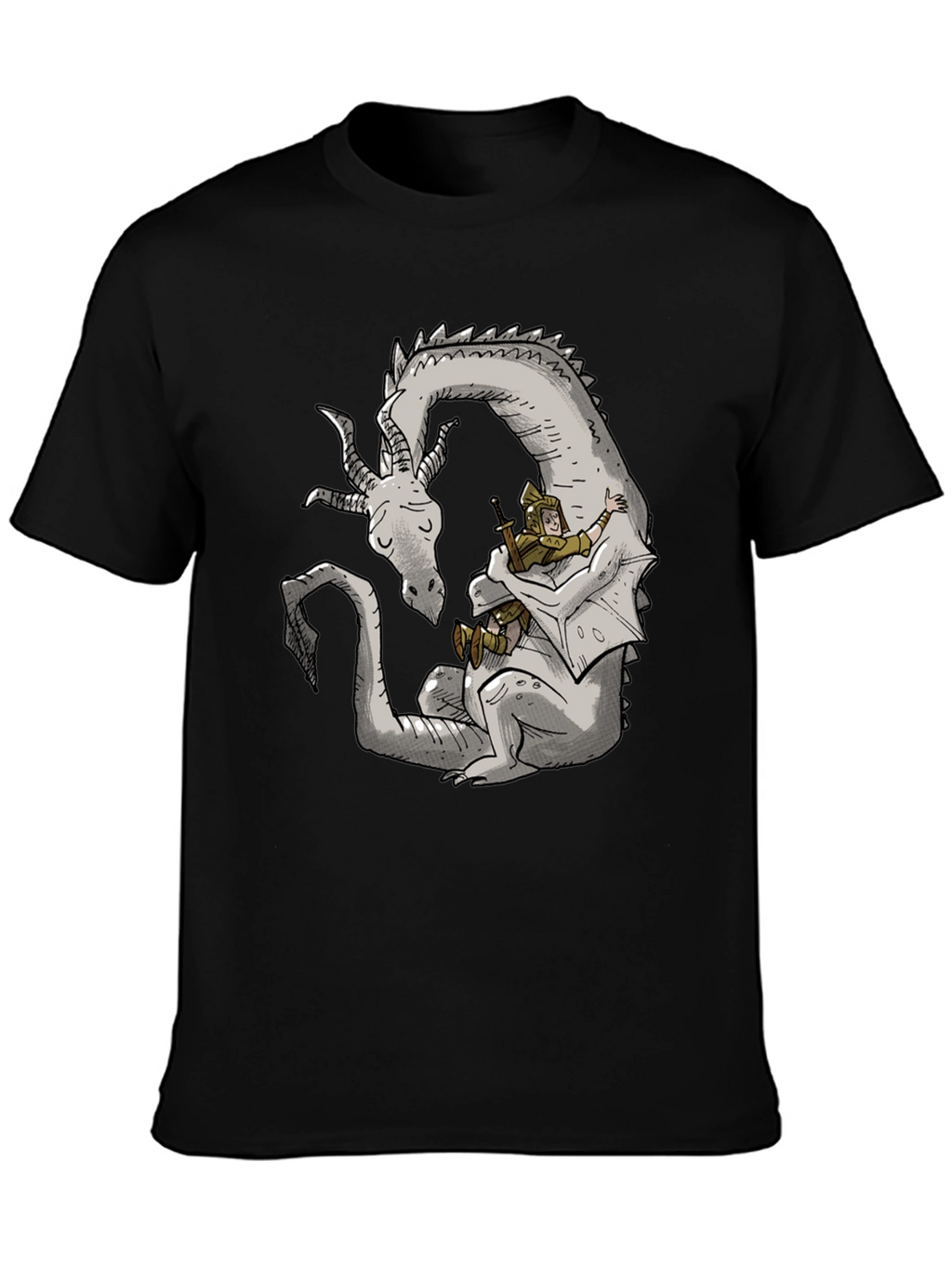 Dragon and Knight T-Shirt - Whimsical Graphic Tee