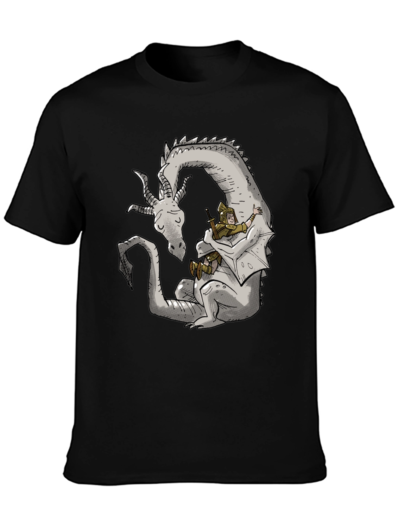 Dragon and Knight T-Shirt - Whimsical Graphic Tee
