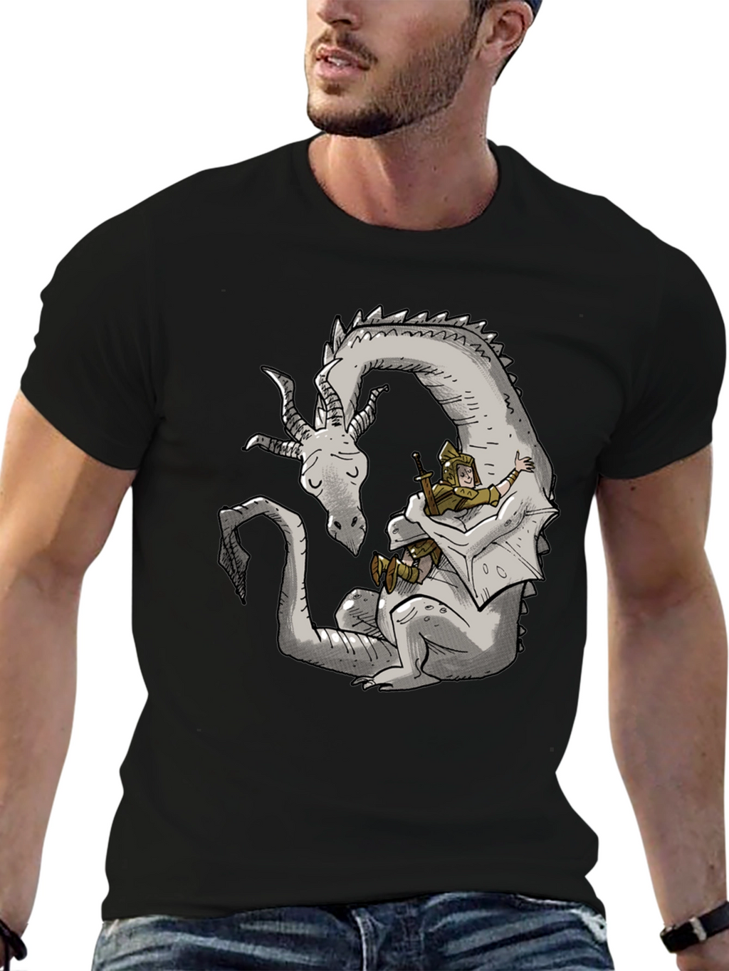 Dragon and Knight T-Shirt - Whimsical Graphic Tee