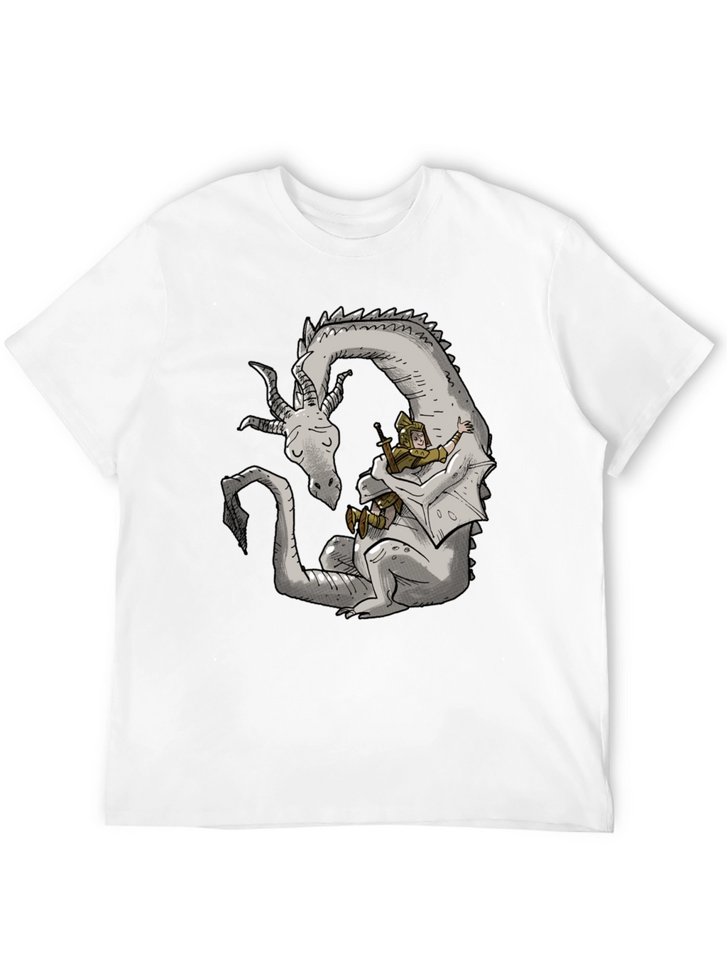 Dragon and Knight T-Shirt - Whimsical Graphic Tee