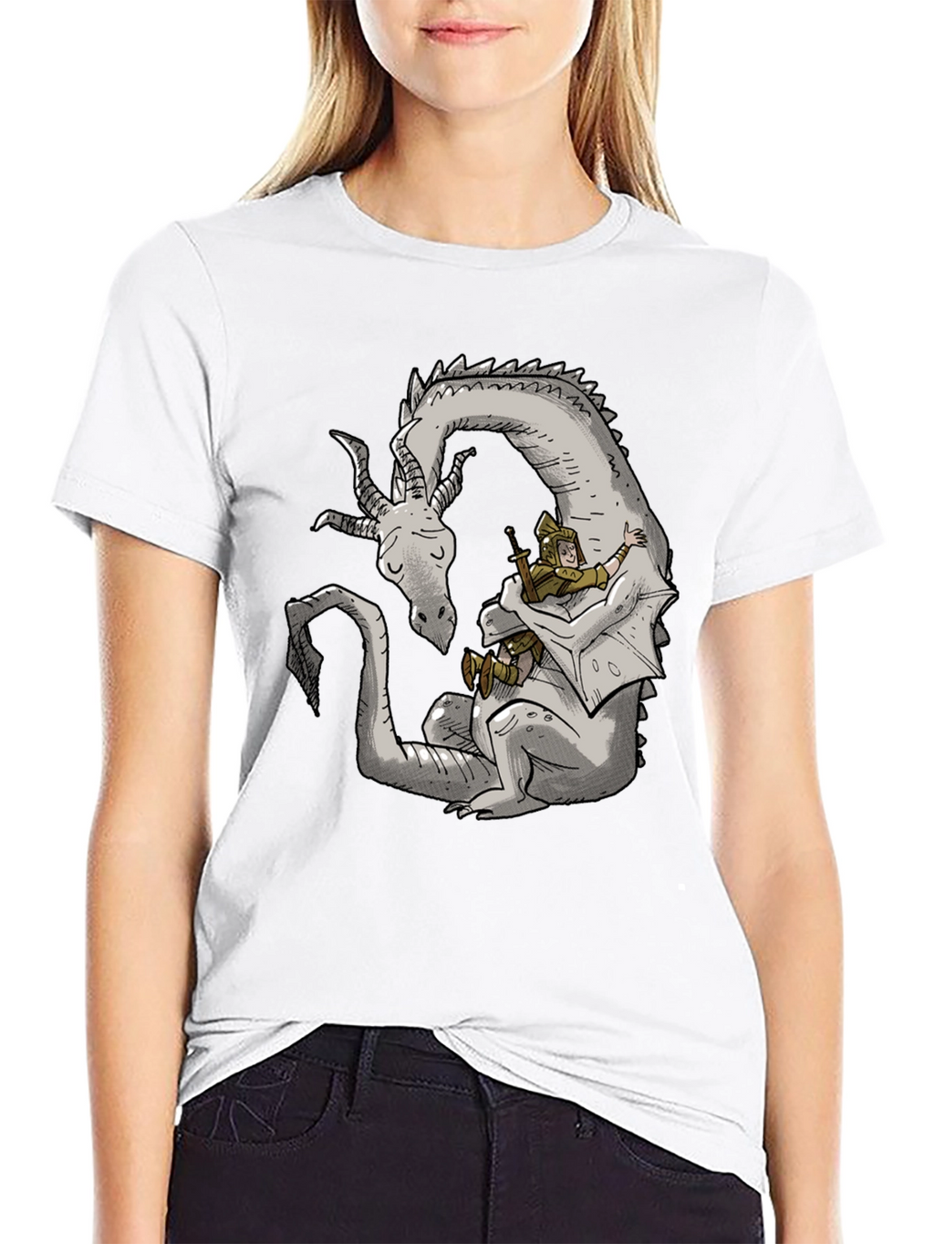 Dragon and Knight T-Shirt - Whimsical Graphic Tee