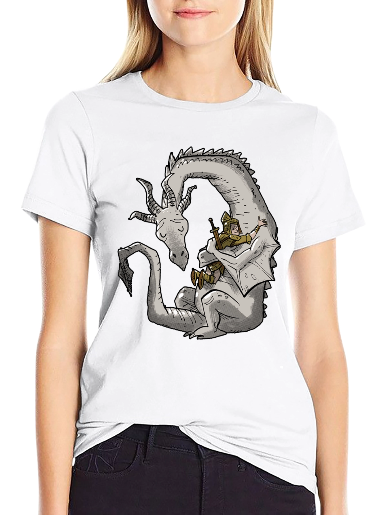 Dragon and Knight T-Shirt - Whimsical Graphic Tee