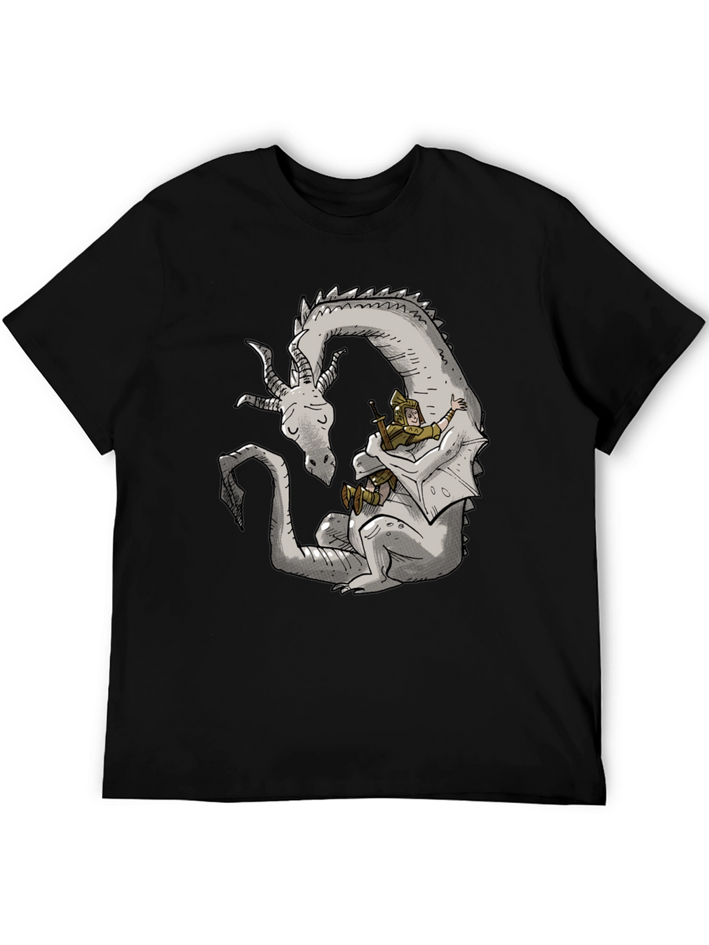 Dragon and Knight T-Shirt - Whimsical Graphic Tee