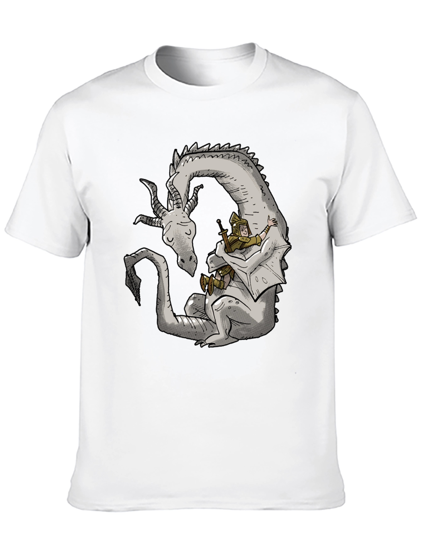 Dragon and Knight T-Shirt - Whimsical Graphic Tee