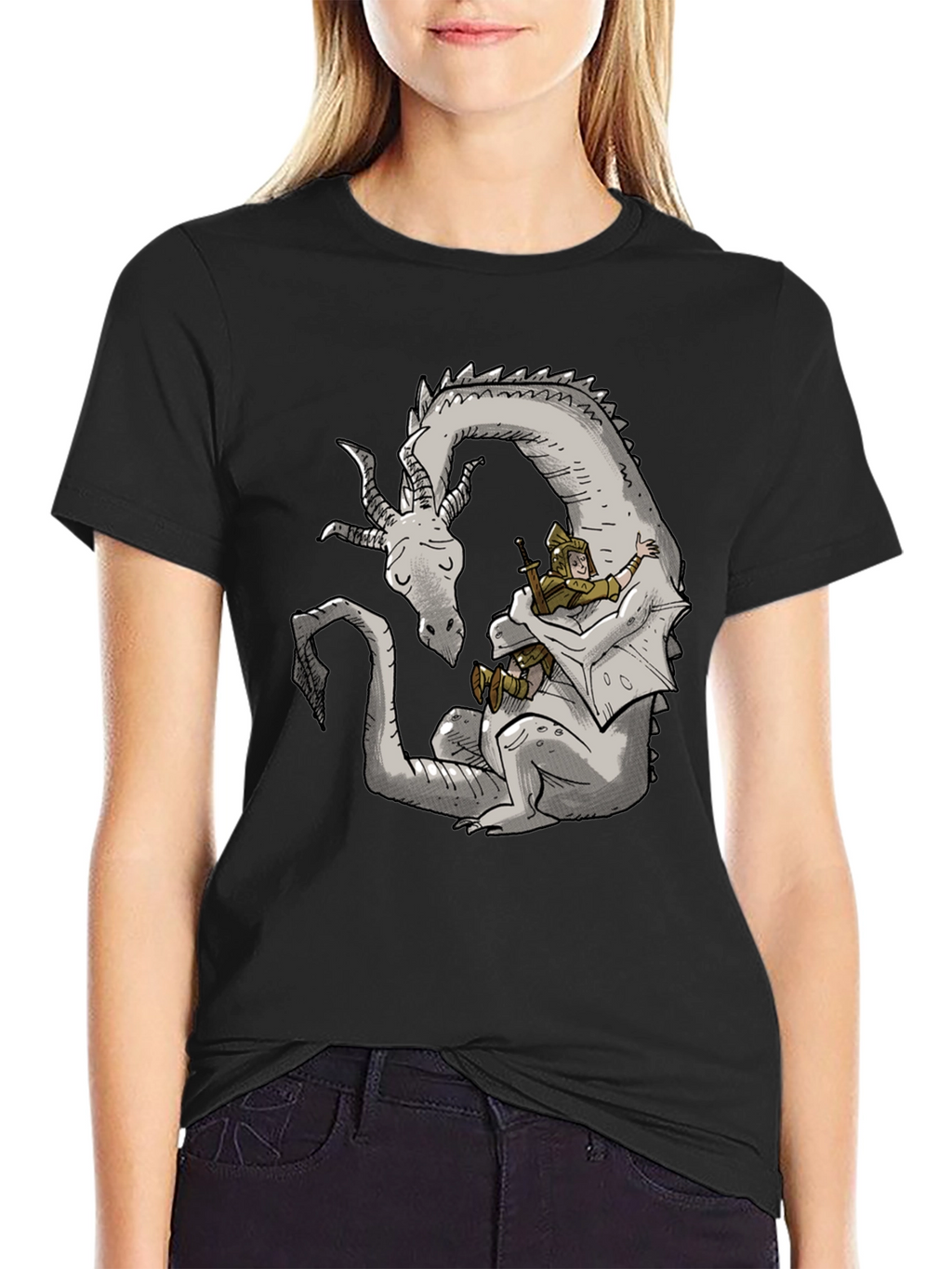 Dragon and Knight T-Shirt - Whimsical Graphic Tee