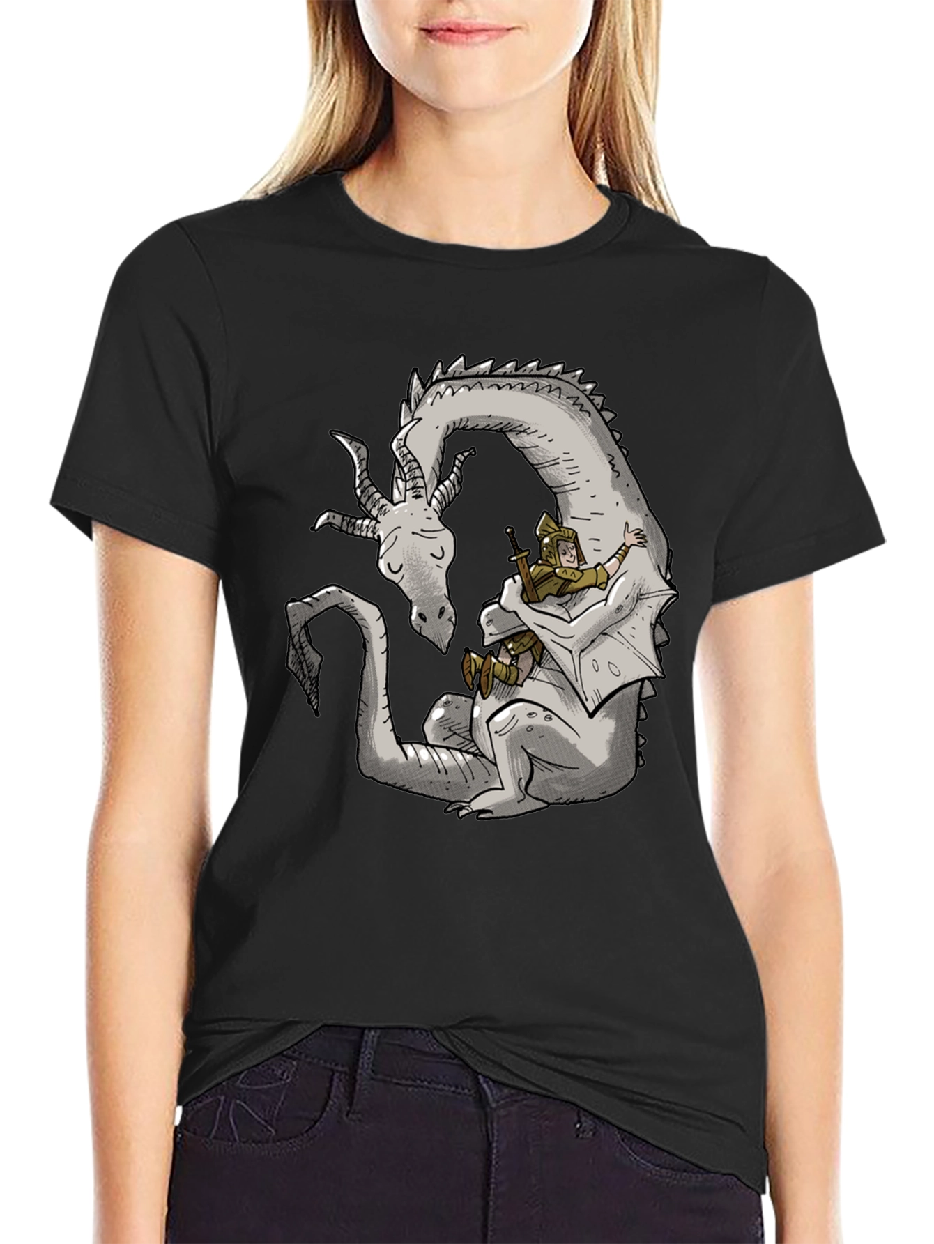 Dragon and Knight T-Shirt - Whimsical Graphic Tee