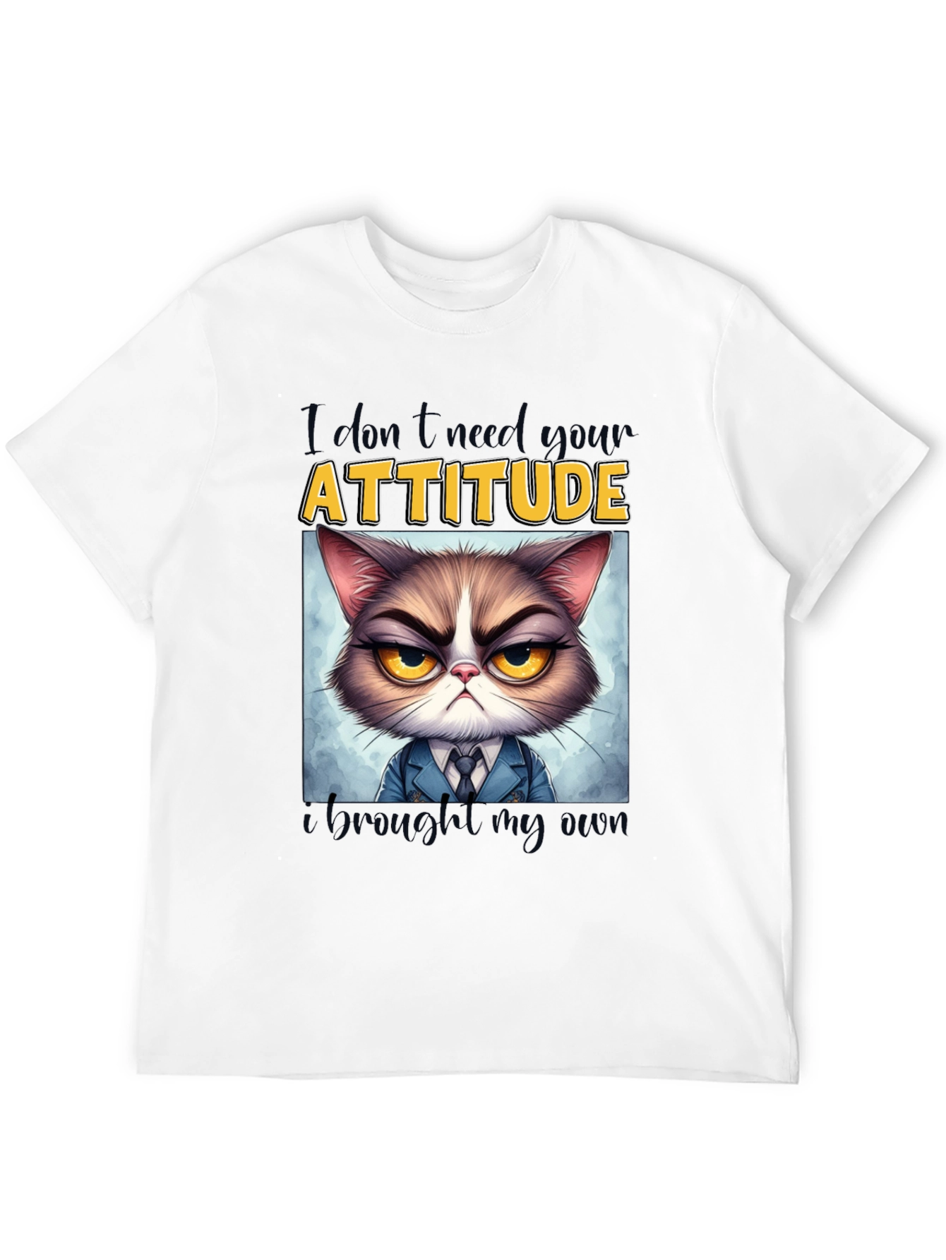 Grumpy Cat Attitude T-Shirt - Funny Graphic Tee