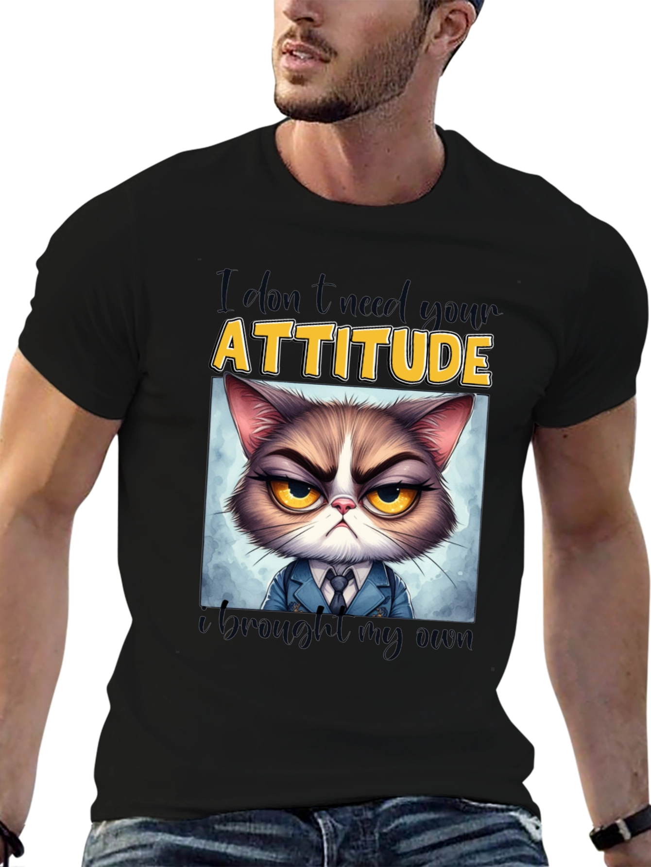 Grumpy Cat Attitude T-Shirt - Funny Graphic Tee