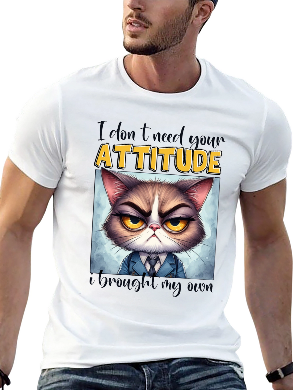 Grumpy Cat Attitude T-Shirt - Funny Graphic Tee