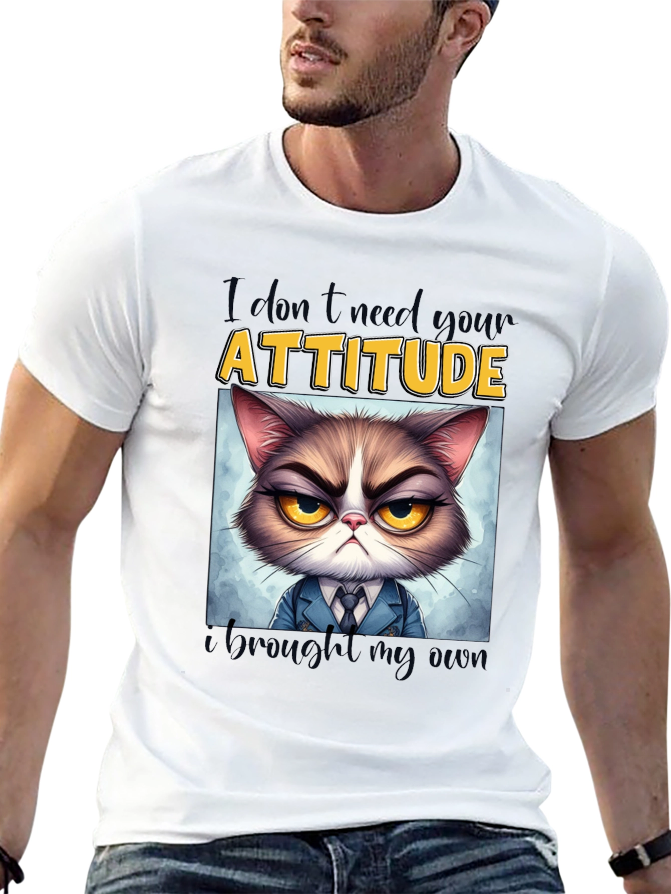 Grumpy Cat Attitude T-Shirt - Funny Graphic Tee