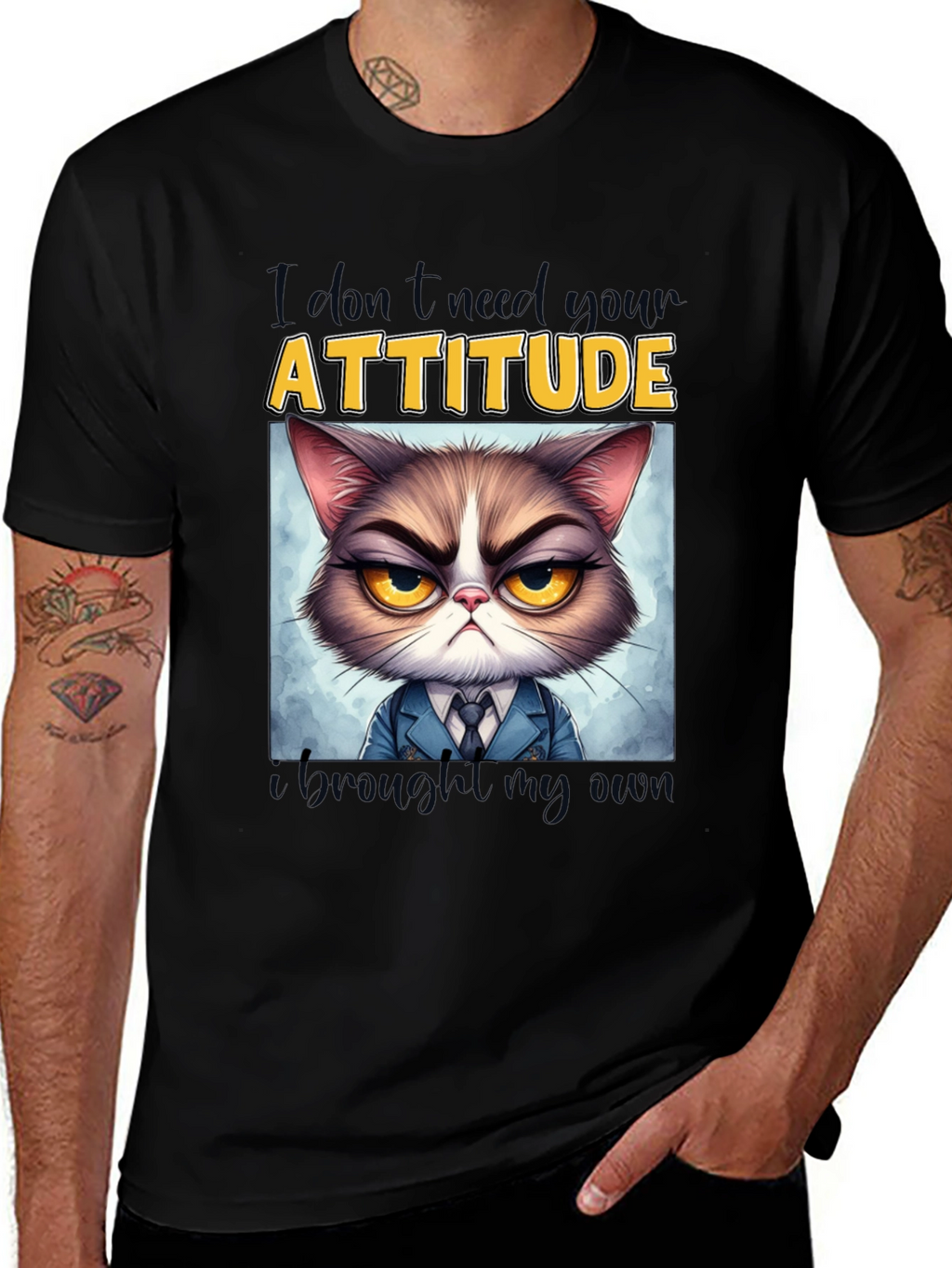 Grumpy Cat Attitude T-Shirt - Funny Graphic Tee