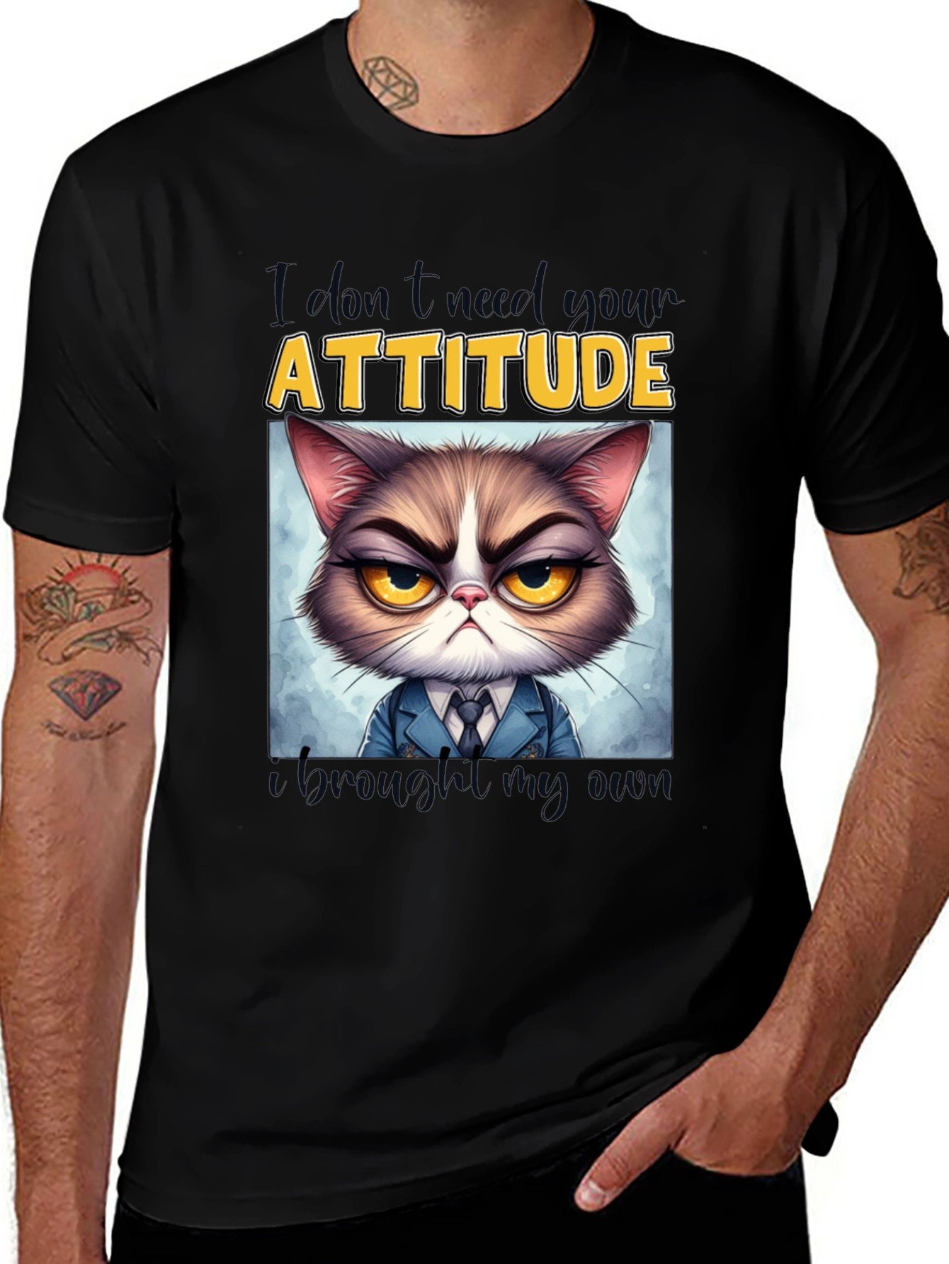 Grumpy Cat Attitude T-Shirt - Funny Graphic Tee