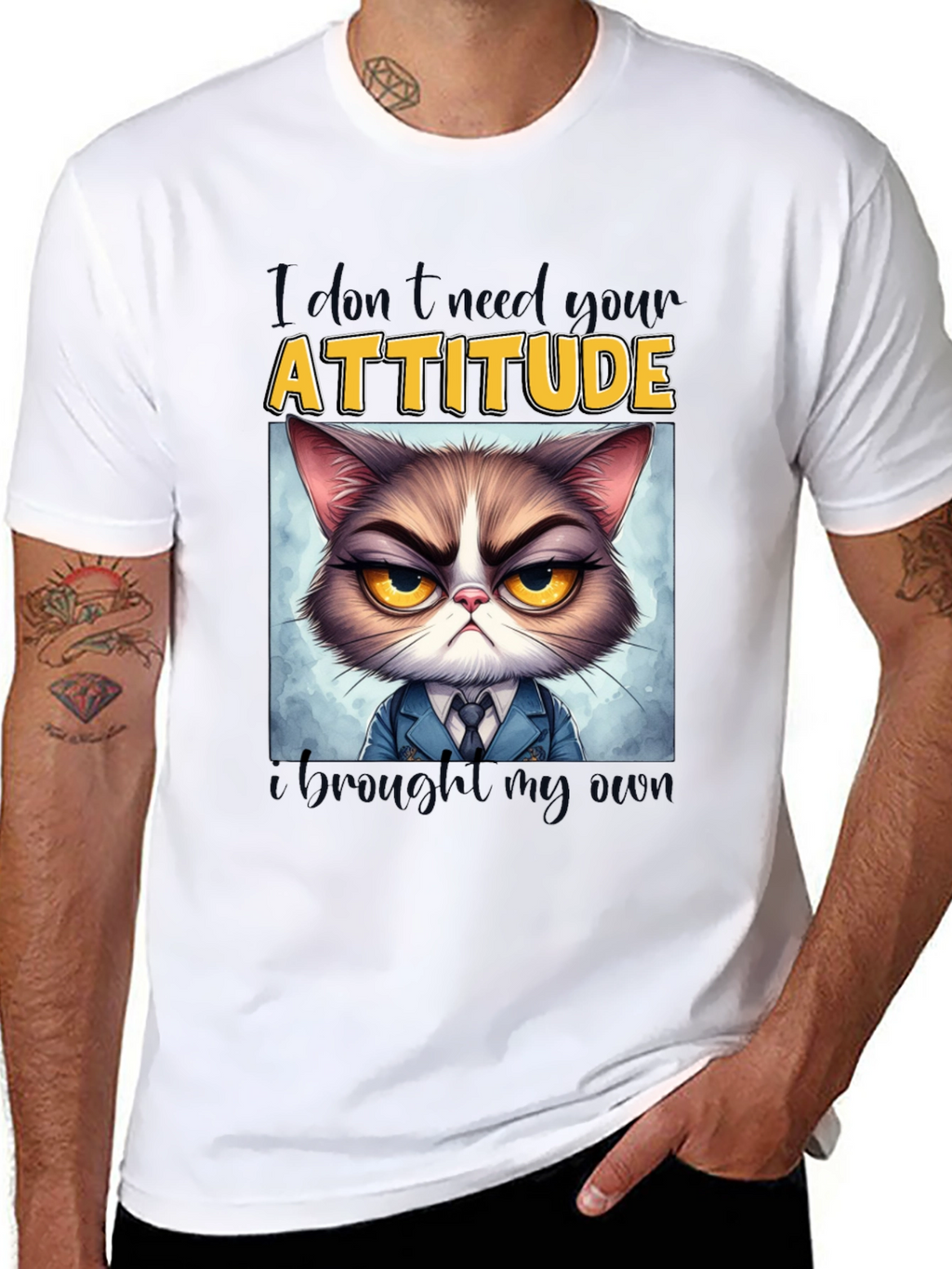 Grumpy Cat Attitude T-Shirt - Funny Graphic Tee