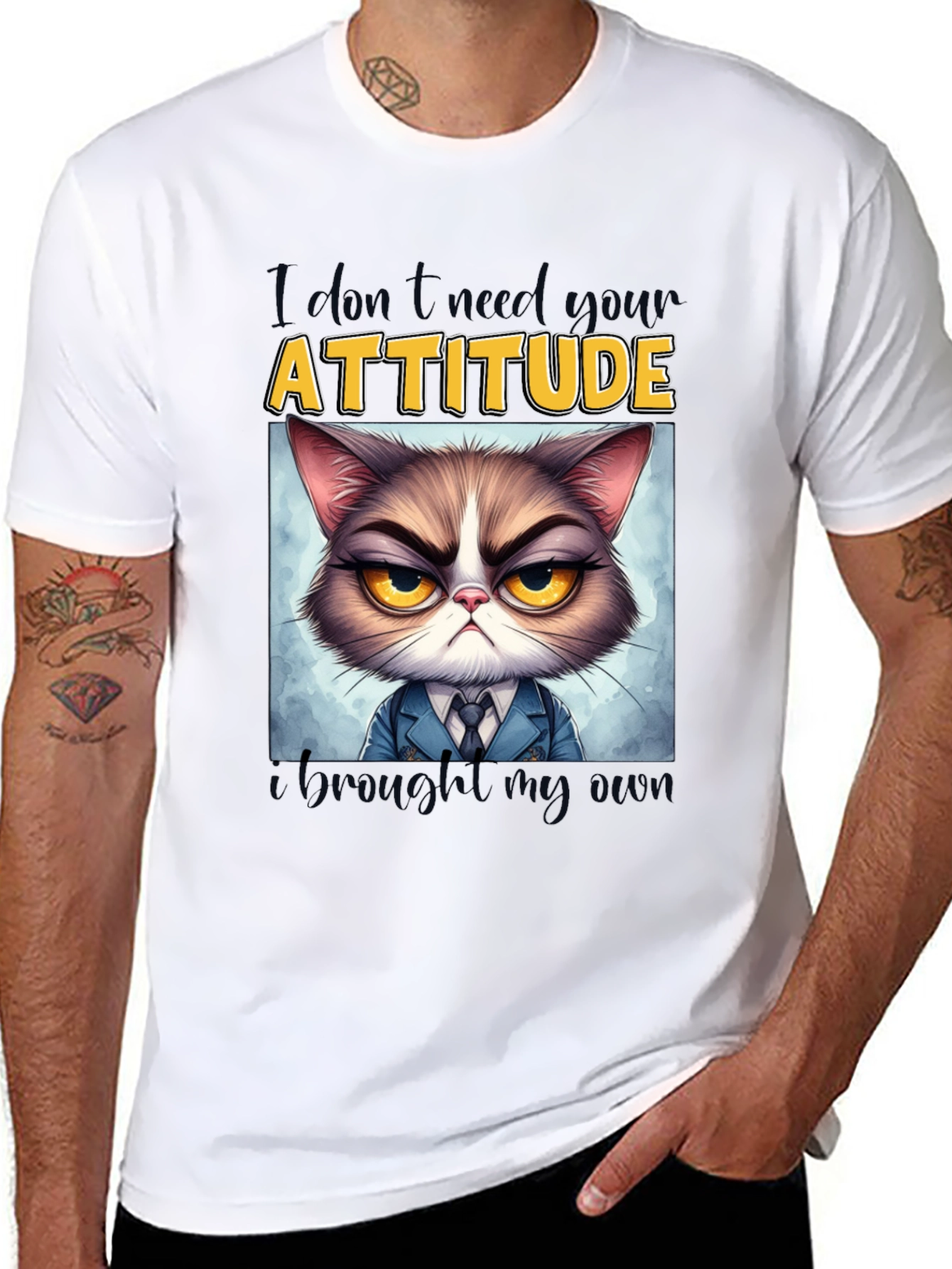 Grumpy Cat Attitude T-Shirt - Funny Graphic Tee